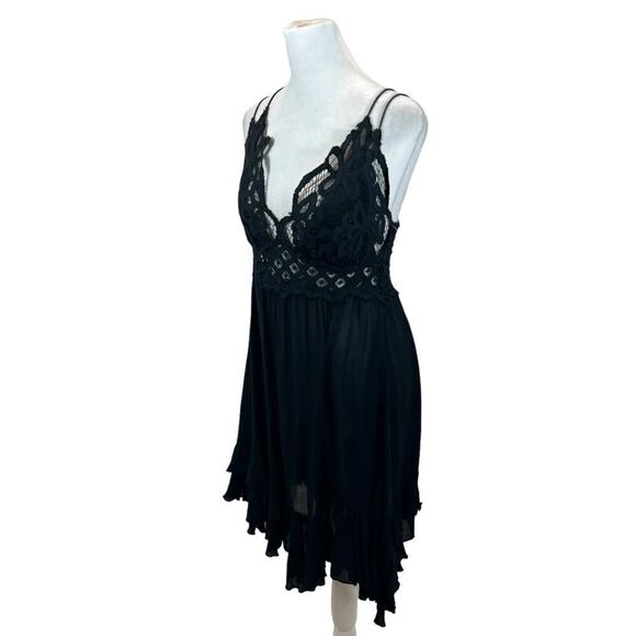 Free People Adella Slip Dress Black Asymmetrical Hem Size Small - Picture 5 of 12